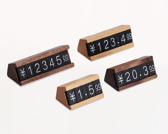 Retail Display Numbers Price Tag Stands with Digit Labels,Price Display Tags Cube with Wooden Base, for Retail Shop Jewelry Price Display