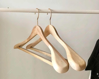 Premium Camphor Wooden Hanger with Broad Shoulder Design, Elegant Clothes Hanger with Bar for Pants, Skirts, and Suits, Durable Coat Hangers