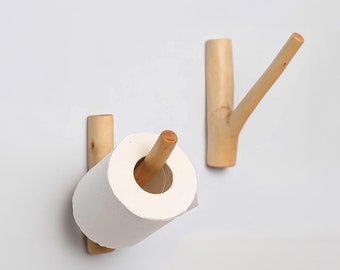 Wood Branch Paper Roll Hanger, Toilet Paper Holder, Kitchen Roll Paper Holder, Bathroom Decor