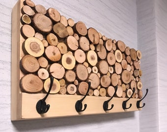 Natürliche Massivholz-Utility-Box-Abdeckung mit schwarzen Haken, handgefertigte Holz-Wandhaken, umweltfreundliche Holz-Kleiderbügel, praktische Haushaltsartikel