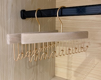8-Hooks Closet Organizer Rack for Ties,Natural Camphor Wood Tie Rack Hanger,