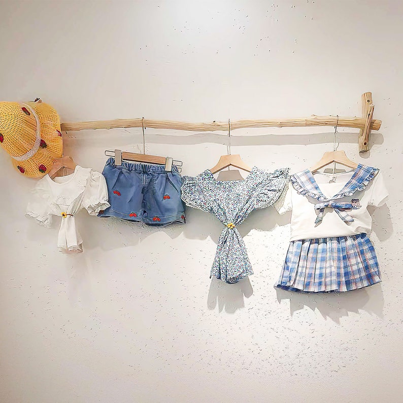 Natürliche Massivholz Kleiderbügel, Schwimmende Kleiderstange, An der Wand Befestigte Hängende Kleiderstange, Zweig Kleiderstange für Bekleidungsgeschäft Bild 5