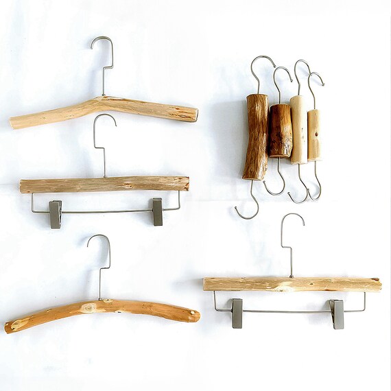 Cintre branche en bois fait main, crochet en S en bois naturel, cintres en bois massif, cadeau de pendaison de crémaillère