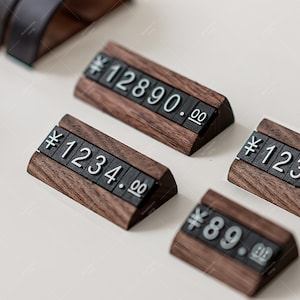 Porte-étiquettes de prix en bois de noyer noir pour magasins de détail et cafés, étiquettes de prix amovibles réglables, affichage de prix de bijoux modernes