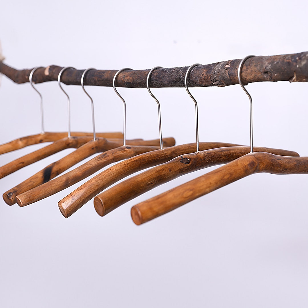 Natural Solid Wood Hangers,farmhouse Brown Branch Clothes Hangers With