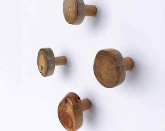 Handcrafted Natural Wooden Hooks, Versatile Wall Hooks for Home Decor, Rustic Style Coat/Hat Hooks, Minimalist Entryway Wood Racks