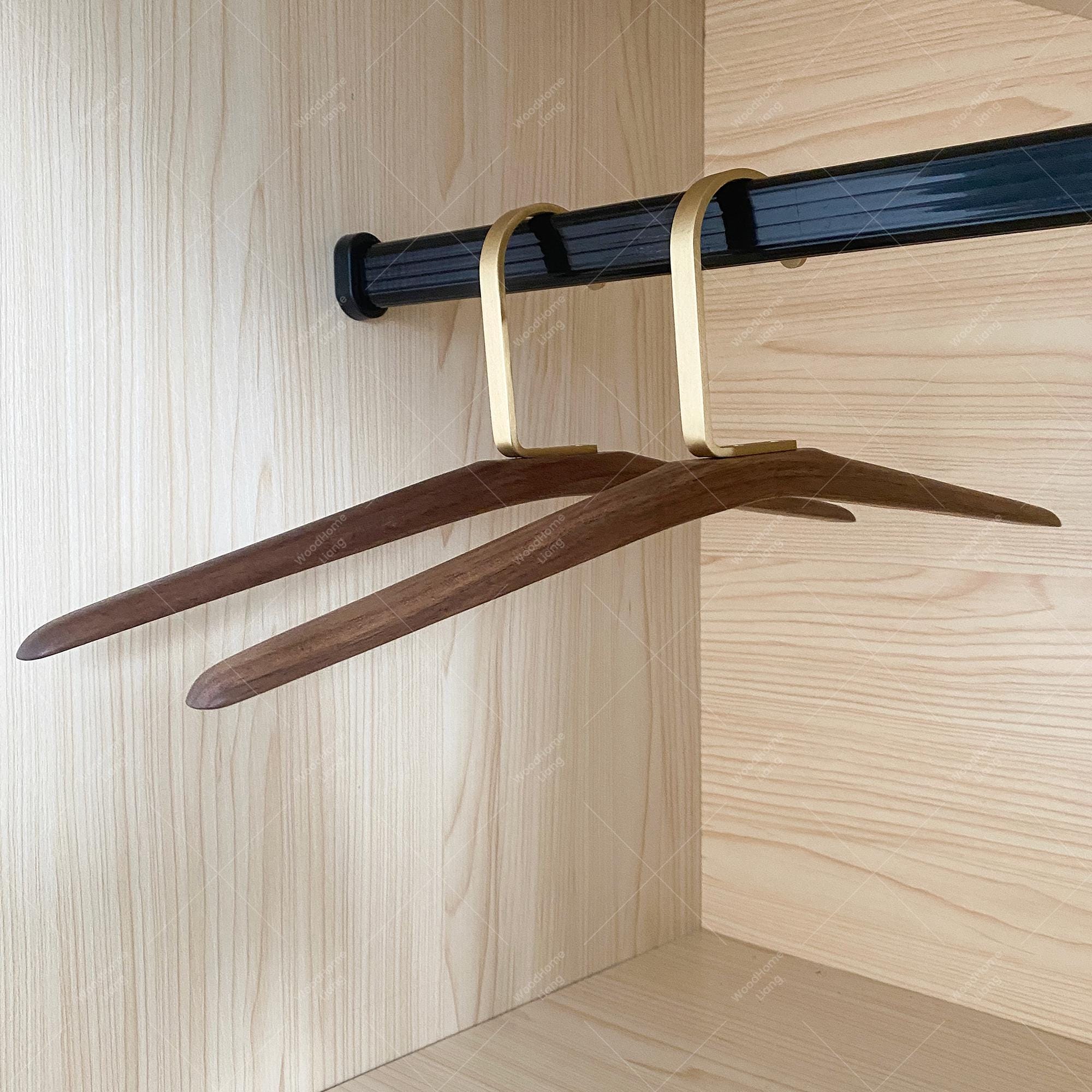 Walnut Wood Hangers,natural Wooden Hanger With Brass Hook , Curved ...