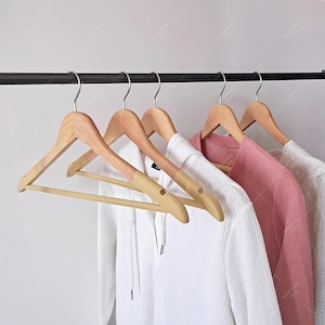 Elegant Wooden Hanger with Pants Bar: Closet Organizer (17.5x9.5&quot;)