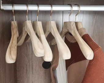 Natural Camphor Wood Hangers with Wide Shoulder Design, Premium Designer Hangers, Elegant Wardrobe Accessory, Handcrafted Coat Hangers