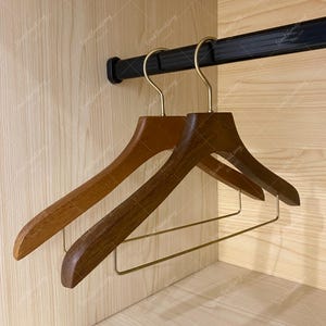 Vintage Wooden Coat Hangers, Wood Hanger with Metal Pant Bar, Clothes Hanger for Clothes, Coat, Pants, Wardrobe Organizer,Rotatable Hook