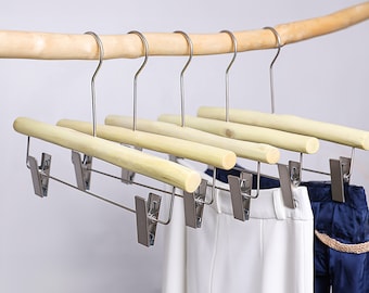 Handcrafted Natural Wood Pants Hangers, Rustic Branch Trouser Hangers, Closet Organizer