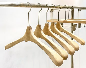 Beech Wood Coat Hangers, Handcrafted Non-Slip Wooden Hangers for Closet , Set of Wooden Clothes Hangers