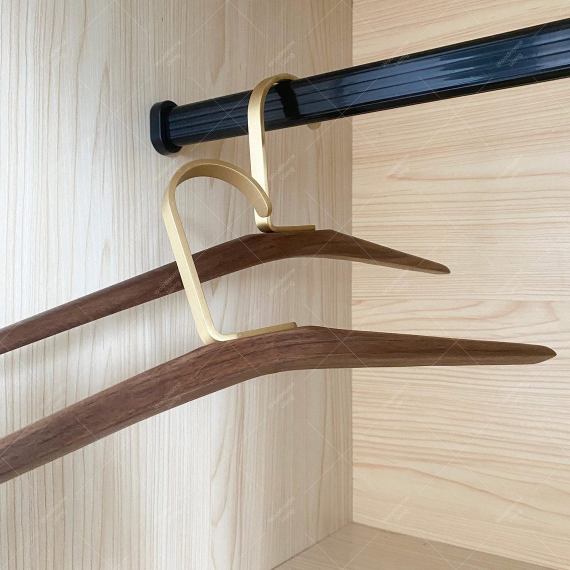 Walnut Wood Hangers,natural Wooden Hanger With Brass Hook , Curved ...