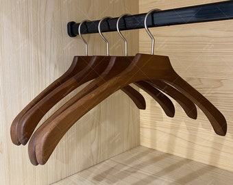 Curved Wood Hangers, Smooth Finish Wood Suit Hangers ,Clothing Hangers for Wardrobe Organization,  Slim Sleek & Flat Non-Slip Hangers