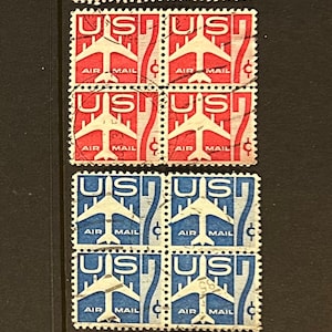 US Airmail 2 verschiedene Blöcke gestempelt