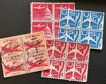 US Airmail 4 different blocks used