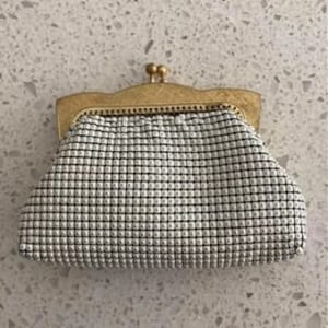 Oroton, Glomesh, West Germany White Coin Purse, Wallet, genuine, vintage, Bag, 1960s, 60s