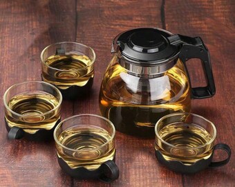 Tradetional Chinese Style Tea Set Heat Resistant Glass.