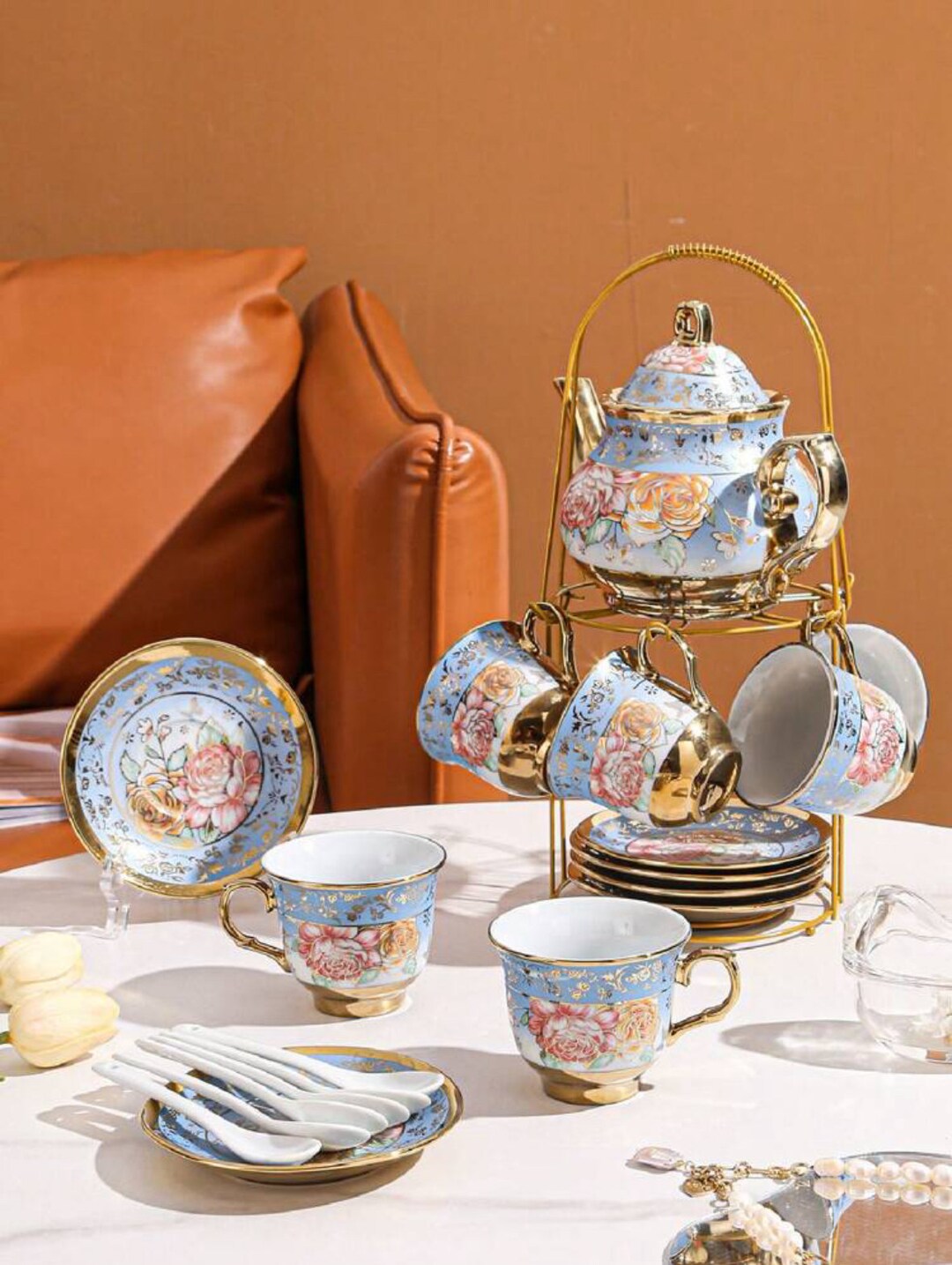 European Style Ceramic Coffee Cup & Saucer Set, Afternoon Tea Set