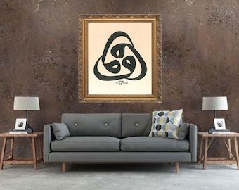 Professional Handmade İslamic Calligraphy Art / Our product has 3 vav letters. It created a symmetrical effect that intertwined each other