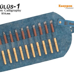 Easypen Arabisch Kalligraphie Stift Doppel Set 20 Blatt SpecialMetall Stifte und Orijinal Leder Stifthalter