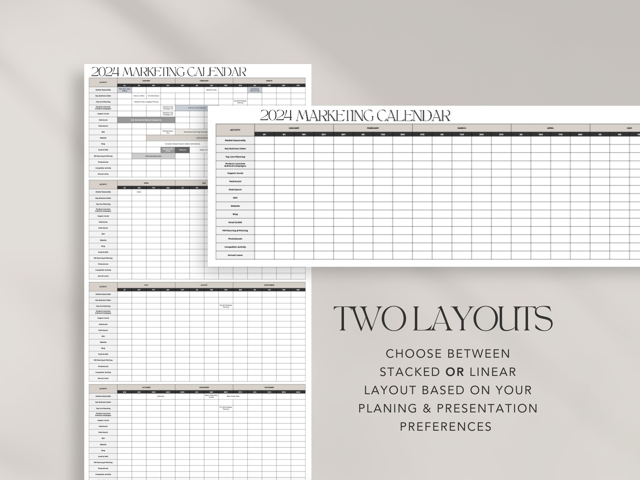 2024 Marketing Calendar, Campaign Planning Tool, Weekly Multi Channel  Strategy, Week Commencing Monday for Marketing Managers - Etsy