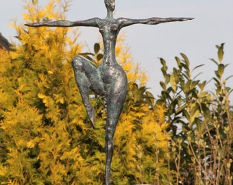 sculpture, modern state woman - 53 cm - bronze marble