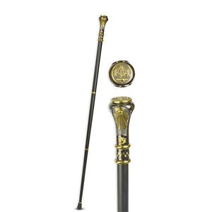 walking stick alu-brass-nickel handle freemasonry