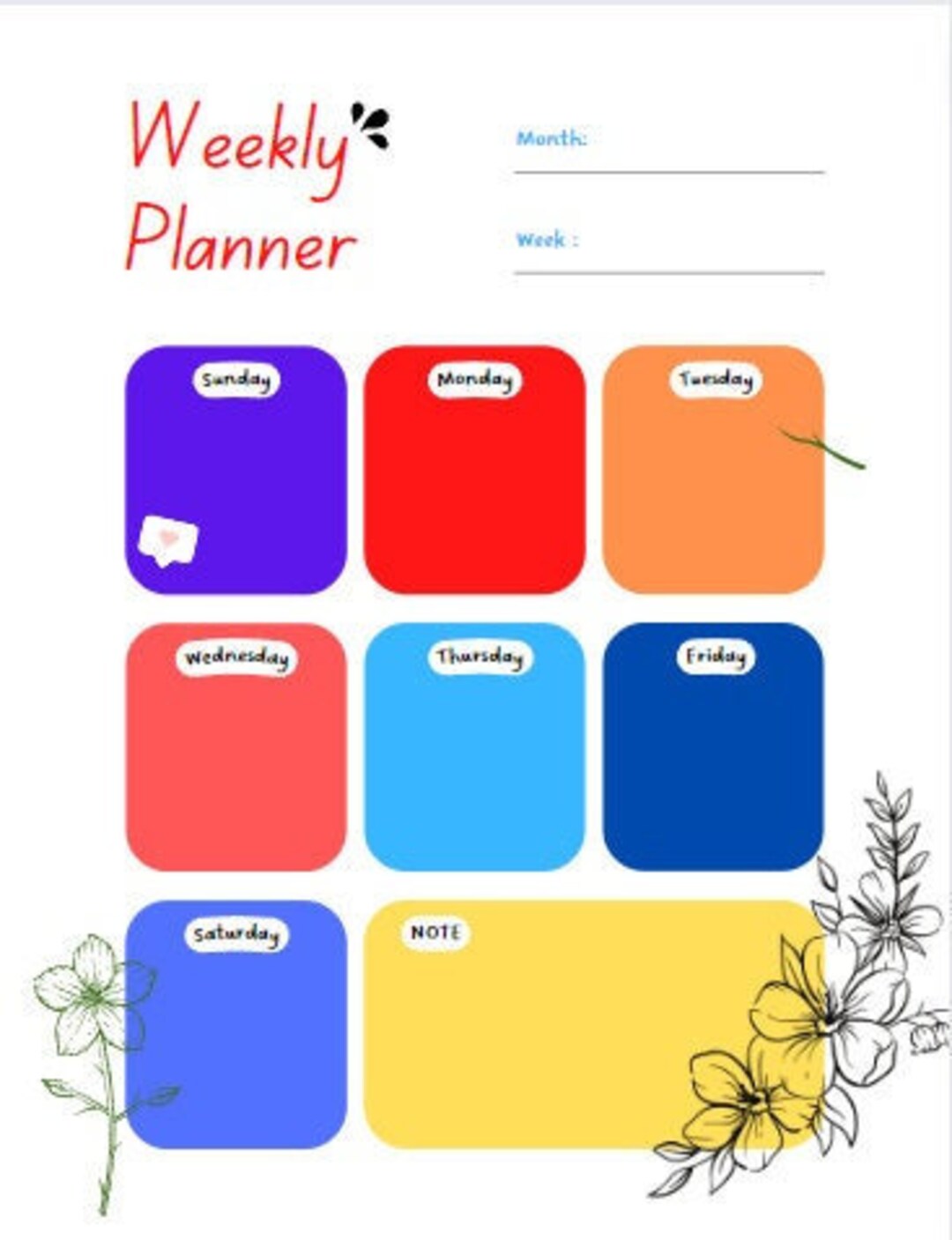 Digital Weekly Planner Etsy