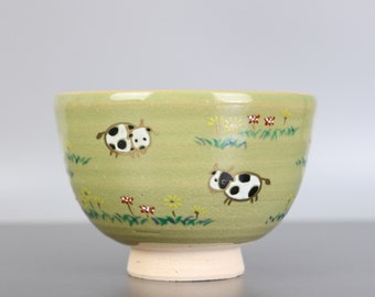 vintage ranch Chawan Japanese ceramic Matcha tea bowl pottery earthenware home decor interior unique gift