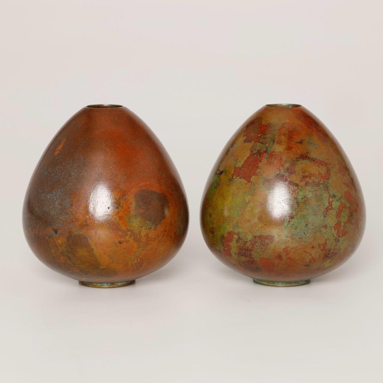 Pair of Vintage Japanese Bronze Vases Ikebana