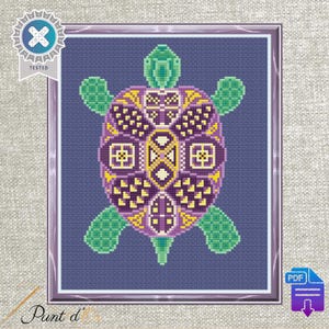 Turtle Mandala purple - Cross Stitch Pattern - Instant download PDF - Pattern Keeper tested - Modern cross stitch