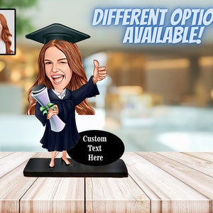 College Afstudeercadeau voor haar middelbare school Afstudeercadeaus voor haar PhD Afstudeercadeau Afstudeerdecoratie 2023 Aangepaste Cartoon Portret