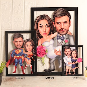 Cartone animato di coppia personalizzato, stampa fotografica tagliata al laser, cartone animato da foto, regalo da foto, idee regalo creative, regalo di anniversario di coppia, foto di coppia