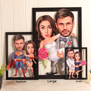 Paar karikatuur portret frame, cartoon frame van foto, paar cadeau van foto, cadeaus voor paar, verjaardagscadeau, kerstcadeau