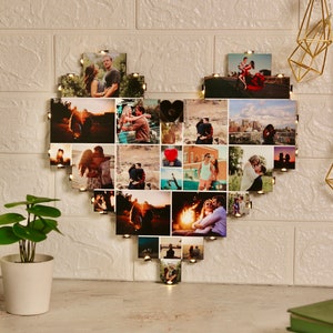 Personalisierte Fotocollage Geschenk mit 8 Fotos Geschenke für Mama Individuelles Fotoalbum Herzförmiger Fotorahmen Mama Geschenk Geschenke von Tochter und Sohn