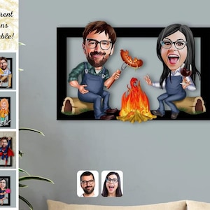 Gepersonaliseerde lasergesneden paar fotolijst, verjaardagscadeau, portret van foto voor paar, verjaardagscadeau voor paar, karikatuur van foto
