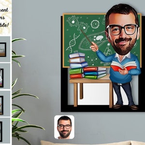 Männliche Berufe Karikatur gerahmter Druck, personalisierte Geschenke, Karikatur vom Foto, benutzerdefiniertes Cartoon-Porträt, männliches Porträt, Fotobearbeitung