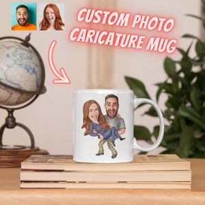 Taza de café de caricatura de pareja personalizada, taza de café de caricatura de foto de pareja, taza de foto de dibujos animados personalizada, regalo de taza de pareja, ideas de regalo de pareja