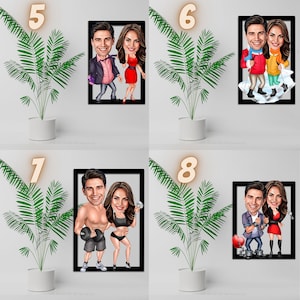 Custom Couple Cartoon Portrait, Laser Cut Wooden Photo Print image 4