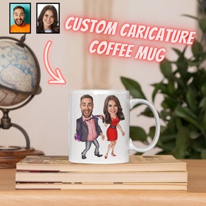 Custom Photo Coffee Mug, Couple Caricature Coffee Mug, Valentines Day Coffee Mug Gift, Couple Caricature Gift, Personalized Couple Gift Idea