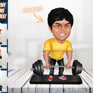Aangepaste fitness cartoon portret van foto, aangepaste gewichtheffer karikatuurtekening, grappige fitness karikatuur, cadeau voor gewichtheffer