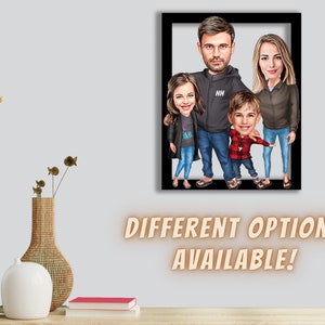 Ritratto di caricatura di famiglia personalizzato, ritratto di cartone animato, caricatura da foto, immagine di caricatura personalizzata, caricatura illustrata di famiglia