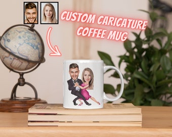 Lustige Karikatur Kaffeetasse, personalisierte Kaffeetasse, benutzerdefinierte Kaffeetasse, lustiges Geschenk für Paare, lustige Kaffeetasse, personalisierte Geschenkidee