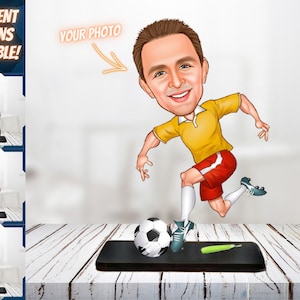 Custom Football Player Caricature Gift, Personalized Gift for Football Lover, Custom Gift from Photo, Photo Gift, Footballer Cartoon Gift