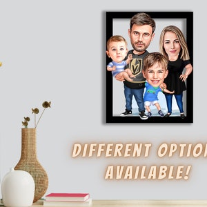 Ritratto di cartone animato di famiglia personalizzato, caricatura di Natale in famiglia, ritratto di Natale in famiglia personalizzato da foto, albero genealogico, regalo di Natale