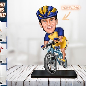Bike Lover Bike Rider Caricature Photo Gift Bicycle Lover Gift Bicycle Rider Gift Bicycle Ornament Bookshelf Decor Gift for Bike Riders