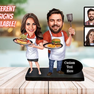 Couple Cooking Figurine from Photo Custom Kitchen Chef Couple Photo Gift Anniversary Kitchen Fun Figurine Decoration Couple Chef Gift Idea