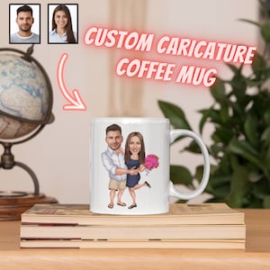 Couple Caricature Coffee Mug, Photo Gift, Personalized Coffee Mug, Custom Coffee Mug Gift, Custom Photo Mug Gift, Personalized Gift Idea
