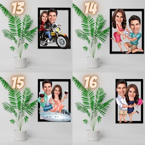 Custom Couple Cartoon Portrait, Laser Cut Wooden Photo Print image 6